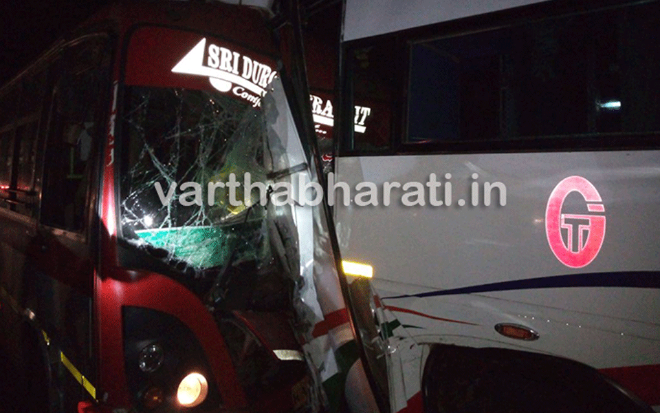 Kundapura: Seven passengers injured when two Private buses collide