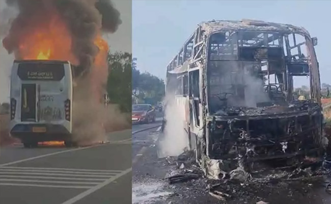 KSRTC bus gutted in Haveri; all 17 passengers found to be safe