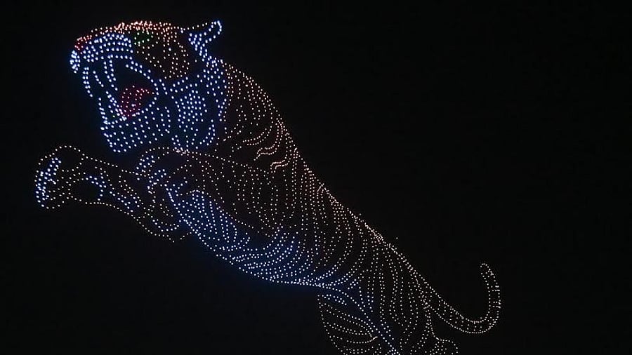 Mysuru Dasara: 2,983 drones create tiger formation, set Guinness world record