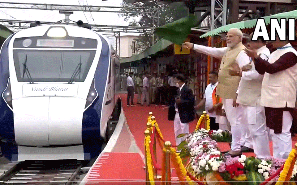 PM Modi flags off south's first semi-high speed Vande Bharat train