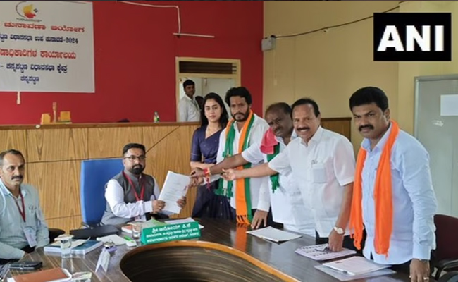 JD(S) leader Nikhil Kumaraswamy files nomination for Channapatna Assembly bypoll