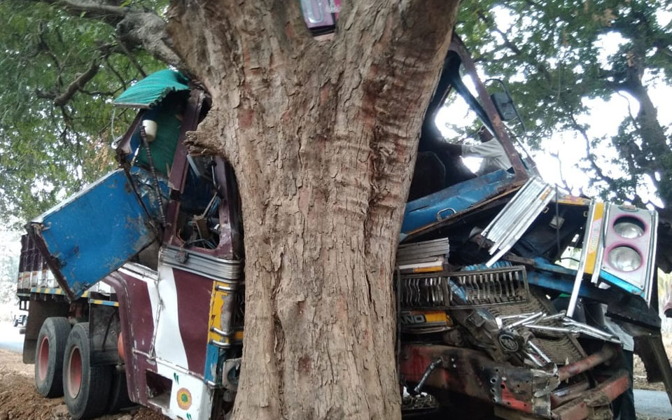 Kadur: Lorry rams into tree; driver killed