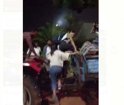 Amidst heavy rains in Bengaluru, passengers throng to airport on tractor; video viral