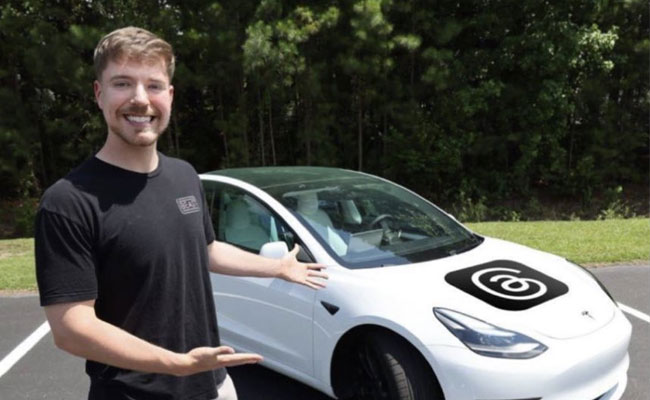 YouTuber MrBeast celebrate record followers on Threads by giving away Tesla car to lucky follower