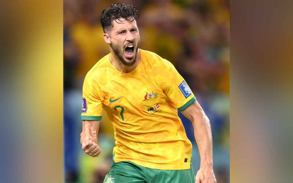 Australia into last 16 of World Cup, beats Denmark 1-0