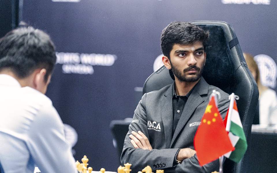 D Gukesh beats Ding Liren to take lead in World Chess Championship