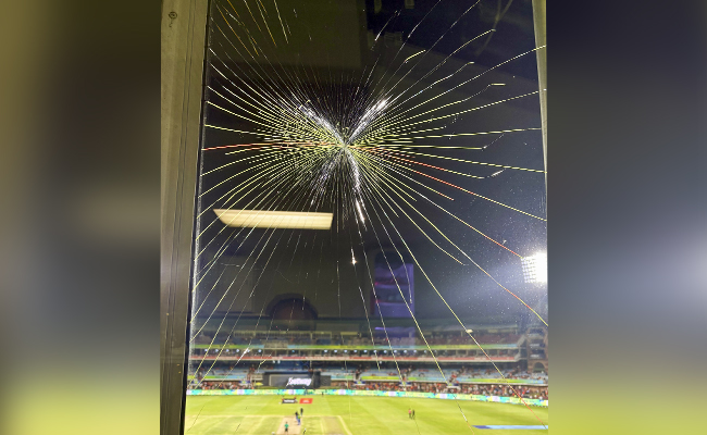 Smashed window of St George Park's press box awaits Rinku's autograph