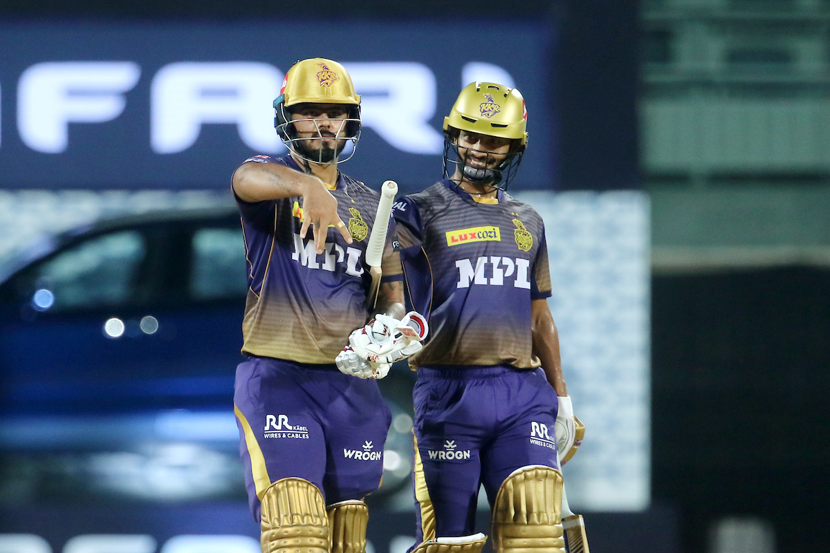 Nitish Rana Rahul Tripathi Half Centuries Take Kkr To 187 For 6 Against Srh