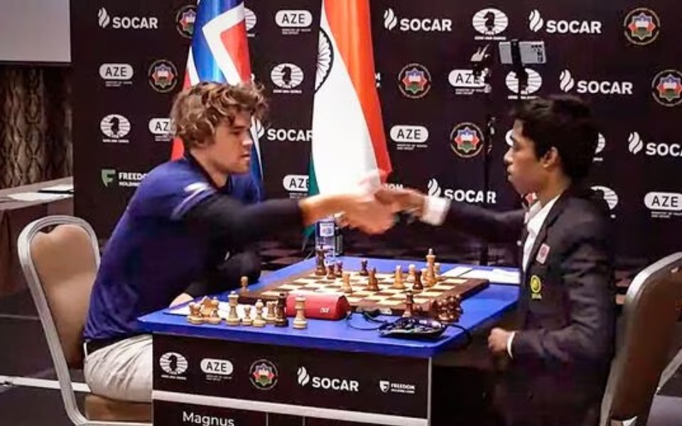 World Cup chess: 1st game of final between Praggnanandhaa and