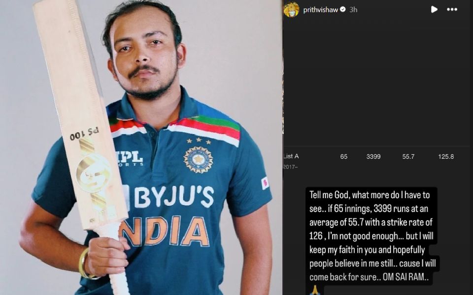 Prithvi Shaw dropped from Mumbai's Vijay Hazare squad, player asks 'what more do I have to see?'