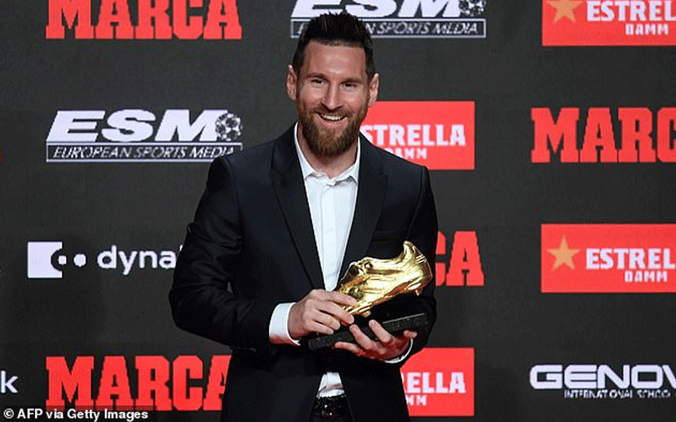 Lionel Messi wins third straight Golden Shoe as top league-goal scorer