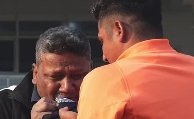 Touching video of Sarfaraz Khan consoling emotional father, wife after Test debut all over internet