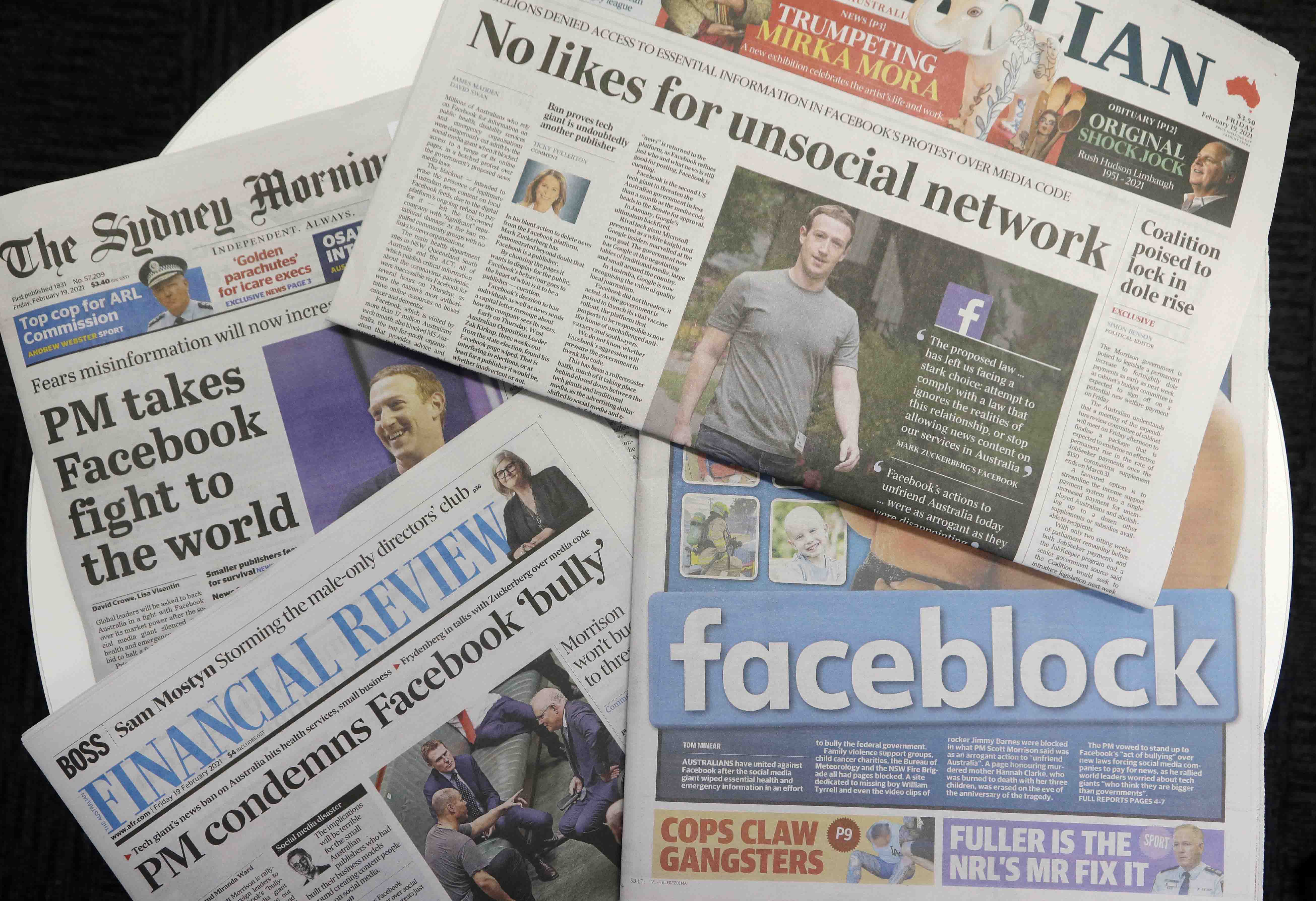 Australian PM Scott Morrison urges Facebook to lift its news blockade