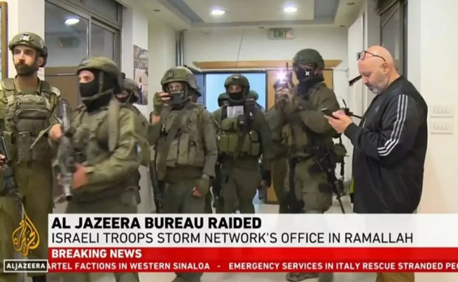 ‘Take all the cameras and leave’: Israel raids Al Jazeera office in West Bank