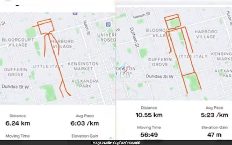 Toronto man goes viral for creating animated stick man using running routes on Strava app