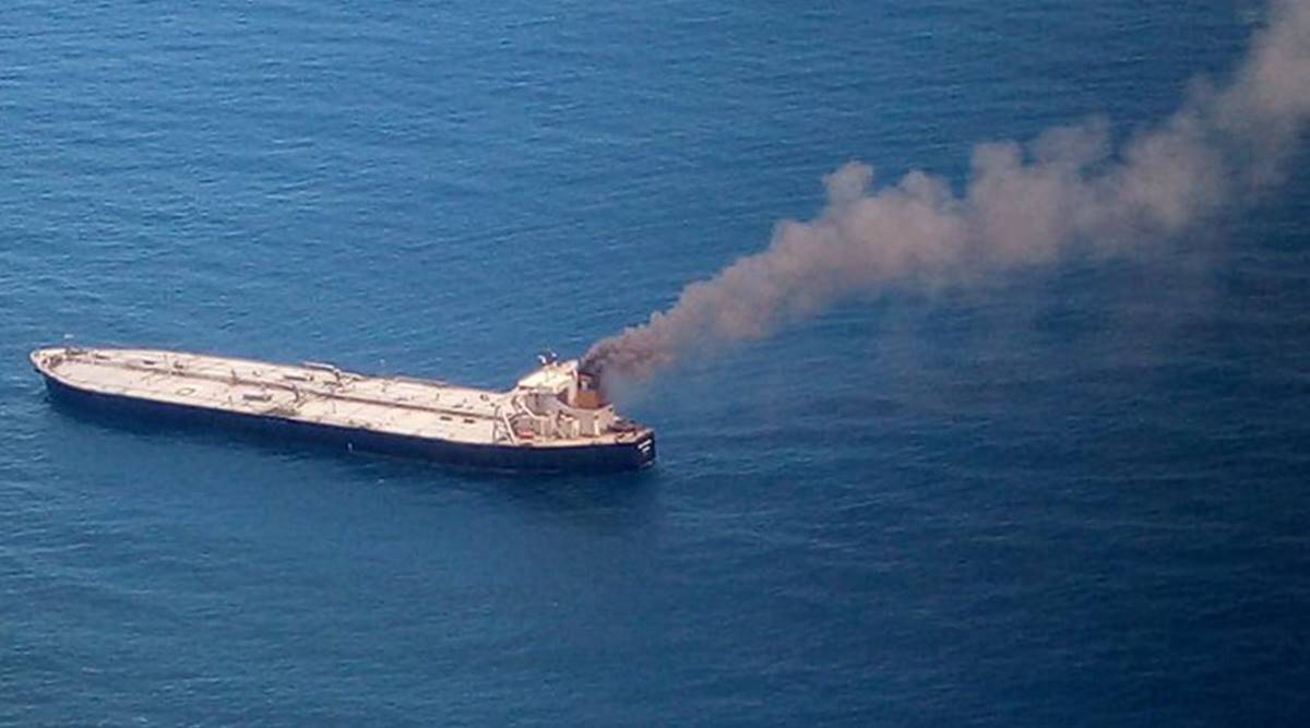 Oil tanker carrying crude from Kuwait to India catches fire off Sri Lanka