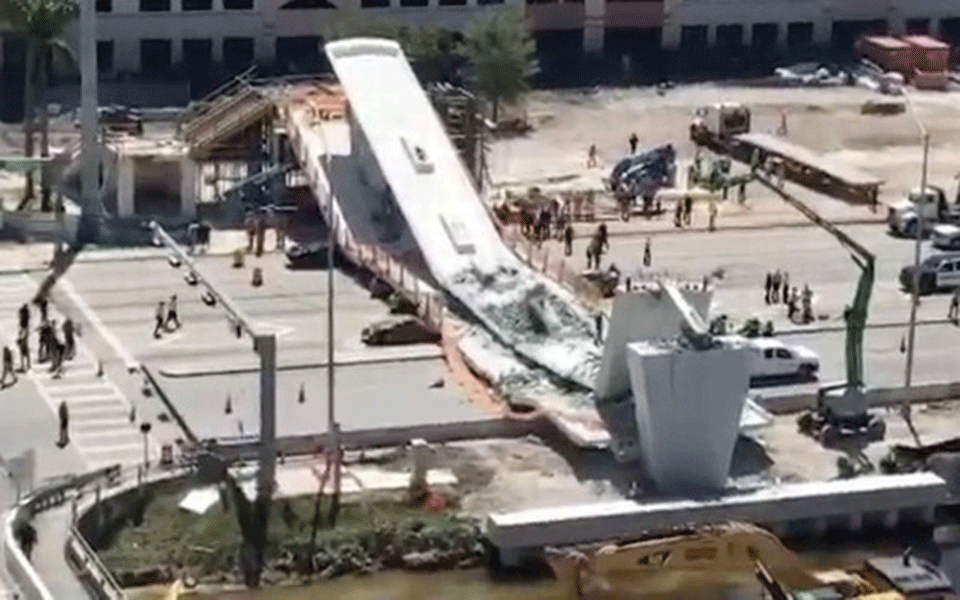 Footbridge collapses in Florida University, 4 killed, 10 injured