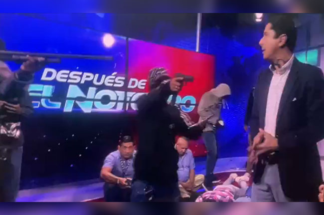 Armed men break into a live TV studio in Ecuador as country rocked by series of attacks