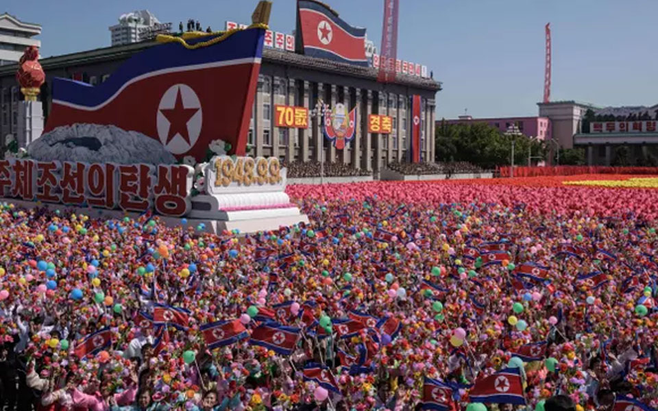 North Korea stages massive parade to mark 70th anniversary