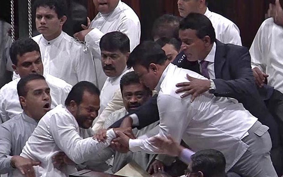 Chaos in Lanka parliament as Speaker comes under siege