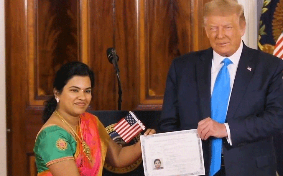 Indian software engineer becomes US citizen in rare ceremony at White House hosted by Trump