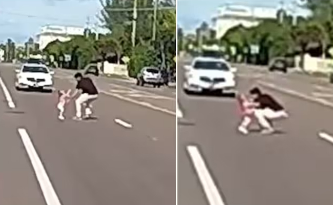 Florida man rushes into traffic to rescue toddlers who wandered onto busy road